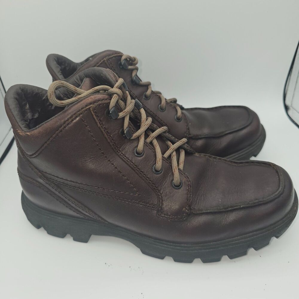 Rockport MW351 Brown Leather Moc Toe Boot Men's 10M Comfort Lug Sole